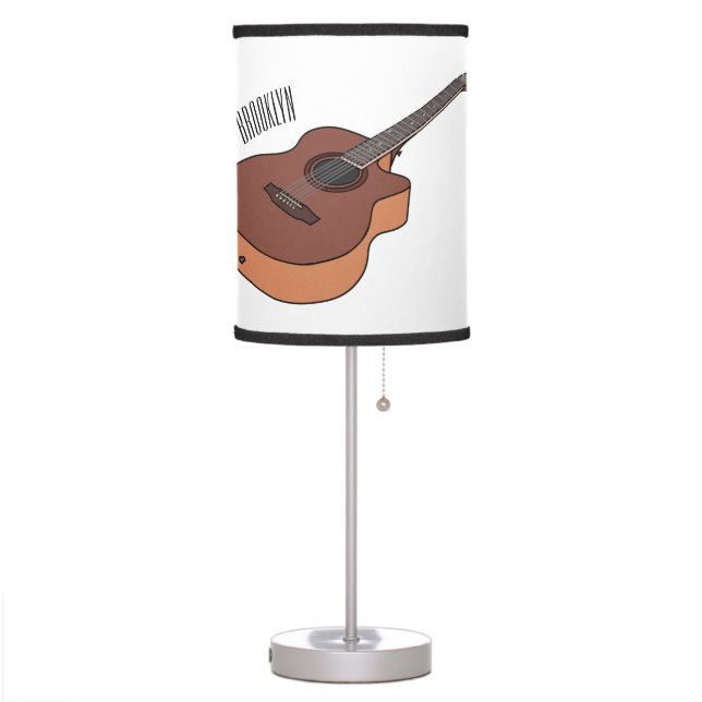 Acoustic guitar cartoon illustration  table lamp (Left)
