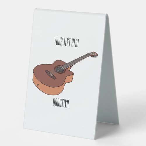Acoustic guitar cartoon illustration  table tent sign