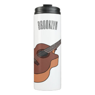 Acoustic guitar cartoon illustration thermal tumbler