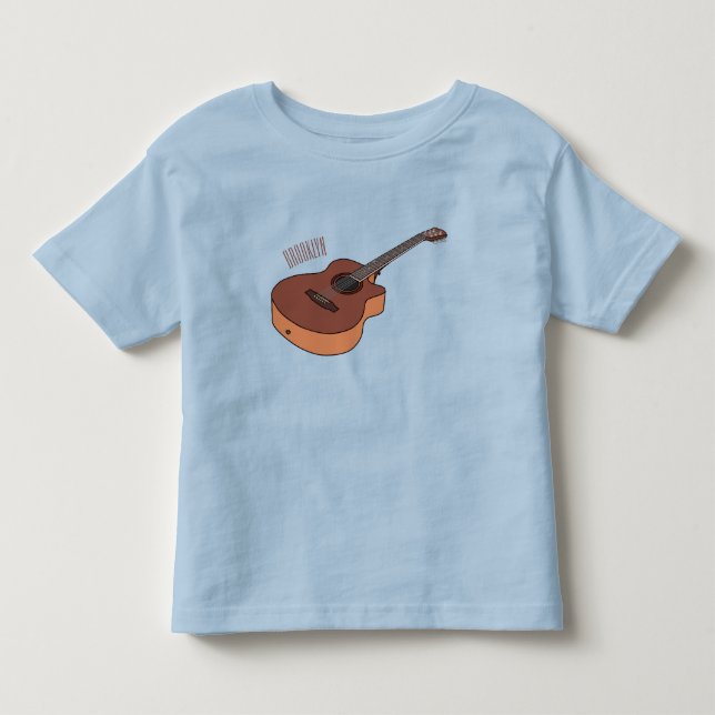 Acoustic guitar cartoon illustration  toddler t-shirt (Front)