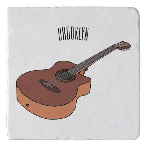 Acoustic guitar cartoon illustration  trivet