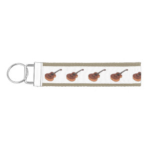Acoustic guitar cartoon illustration  wrist keychain