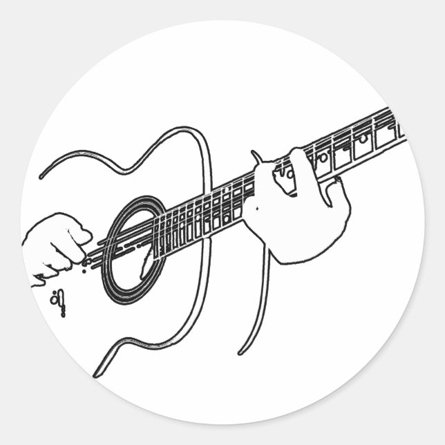 acoustic guitar classic round sticker (Front)