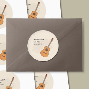 Acoustic Guitar Classic Round Sticker