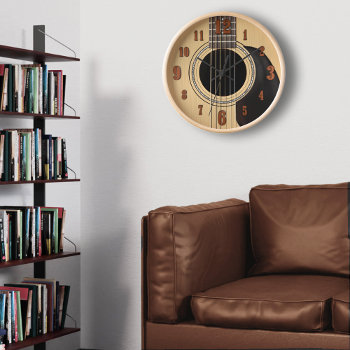 Acoustic Guitar Clock W/ Numbers by JerryLambert at Zazzle
