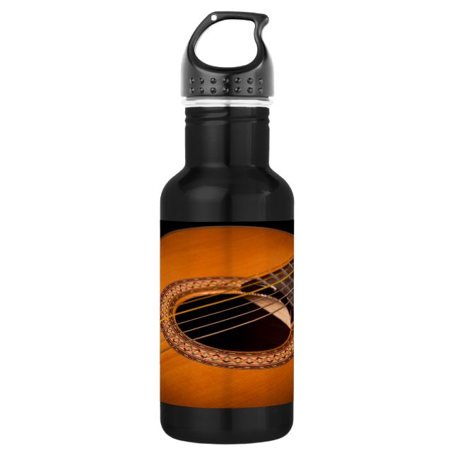 Acoustic Guitar Closeup Water Bottle (Front)