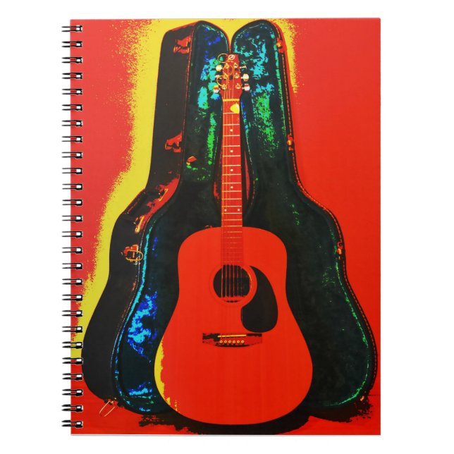 Acoustic Guitar Colorful Poster Art Journal Spiral (Front)