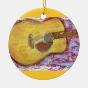 Acoustic Guitar Colours Ceramic Ornament