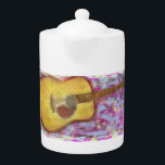 Acoustic Guitar Colours Teapot<br><div class="desc">shows colourful acoustic guitar with yellow patina from original mixed media art !</div>