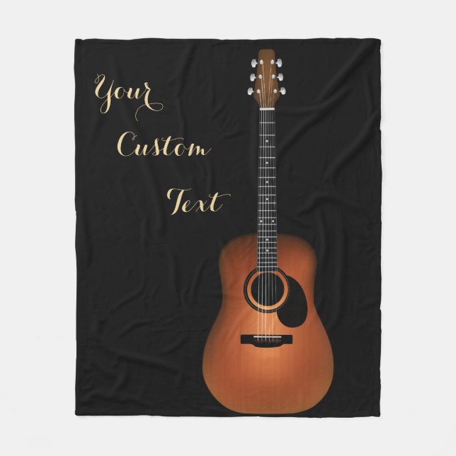 Acoustic Guitar Customizable Text Fleece Blanket (Front)