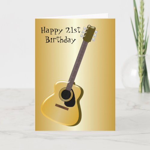 Acoustic Guitar Design Personalised 21st Birthday Card