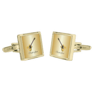 Acoustic Guitar Design Personalised Square Cufflinks