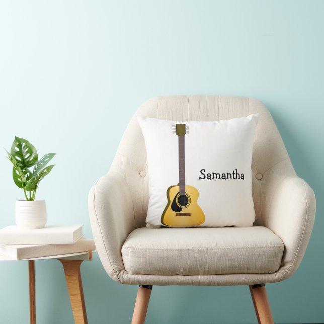 Acoustic Guitar Design Personalised Throw Pillow (Chair)