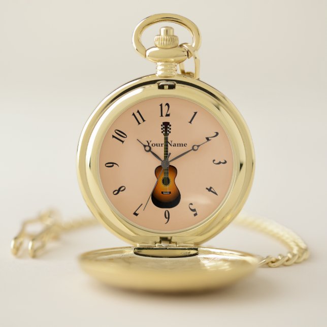 Acoustic Guitar Design Pocket Watch (Inside)