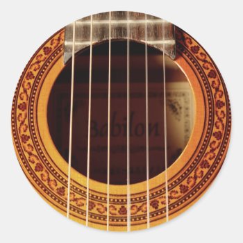 Acoustic Guitar Detail Classic Round Sticker by Argos_Photography at Zazzle