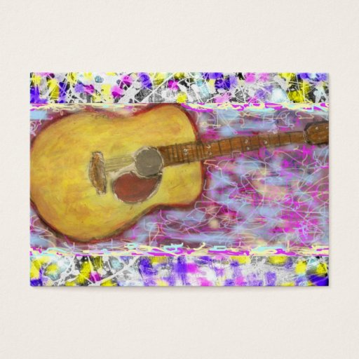 Customizable Acoustic Guitar Drip Painting Business Card Template