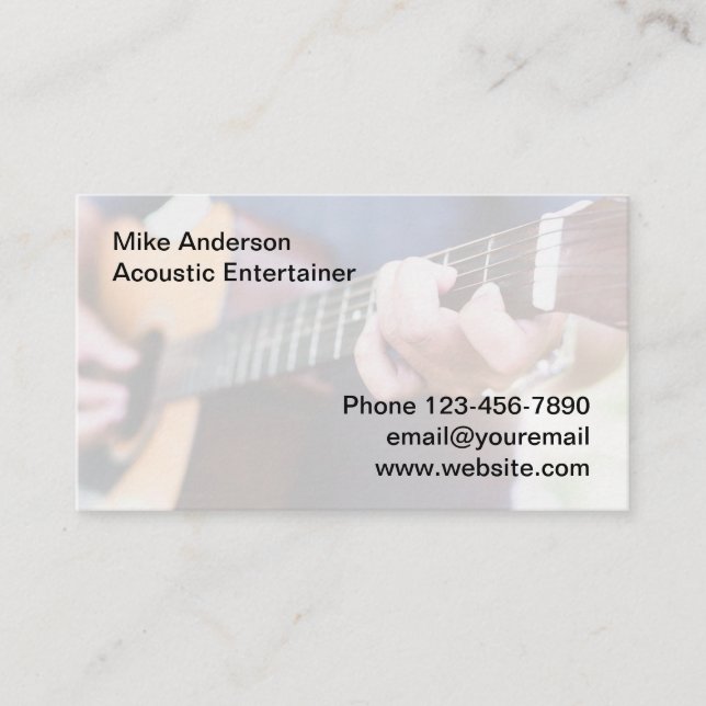 Acoustic Guitar Entertainer And Teacher Business Card (Front)