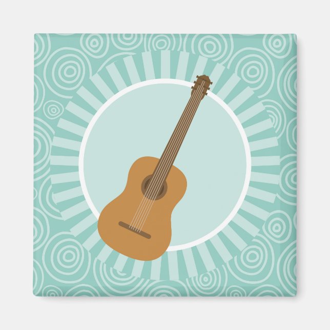 Acoustic Guitar Fun Turquoise Swirl Music Magnet (Front)