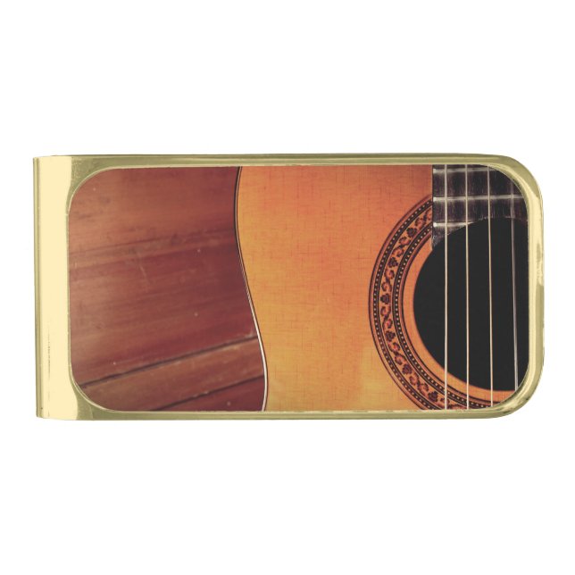 Acoustic Guitar Gold Finish Money Clip (Front)
