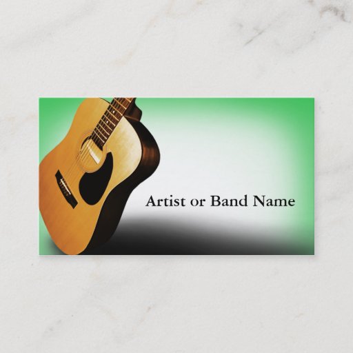 Customizable Acoustic Guitar Green Artist Business Cards