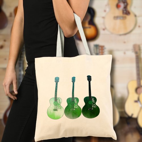 Acoustic Guitar Green Pop Art Tote Bag