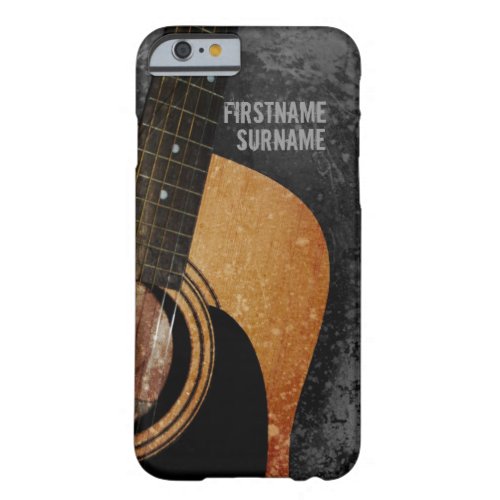 Acoustic Guitar Grey Grunge Custom Barely There iPhone 6 Case