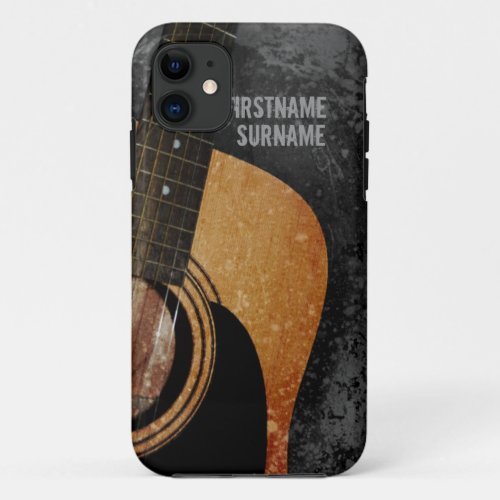 Acoustic Guitar Grey Grunge Custom iPhone 5 iPhone 11 Case