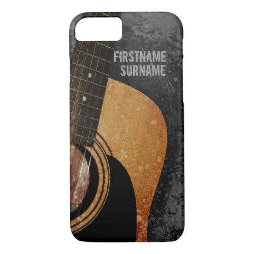 Acoustic Guitar Grey Grunge Custom iPhone 7 case