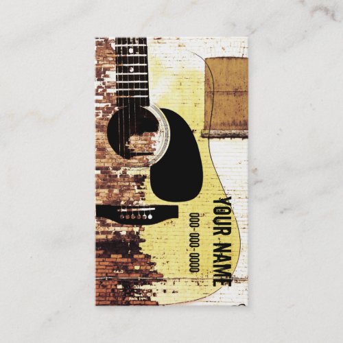 acoustic guitar grunge business card