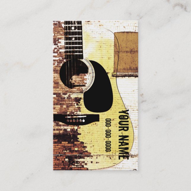acoustic guitar grunge business card (Front)