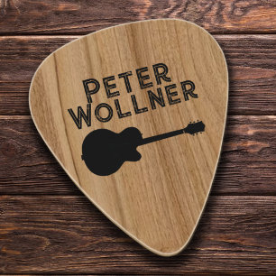 Acoustic Guitar Grunge Name Rustic Wood Pick