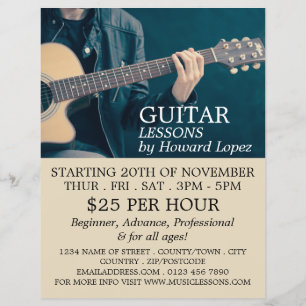 Acoustic Guitar, Guitar Lessons Advertising Flyer