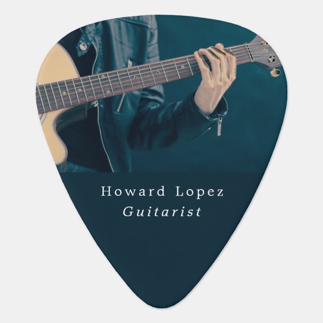 Acoustic Guitar, Guitarist, Musician, Personalized Guitar Pick (Front)