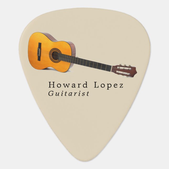 Acoustic Guitar, Guitarist, Musician, Personalized Guitar Pick (Front)