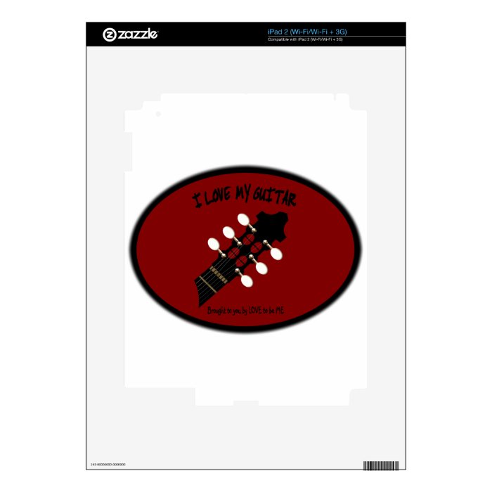 ACOUSTIC GUITAR HEADSTOCK LOVE TO BE ME iPad 2 DECALS