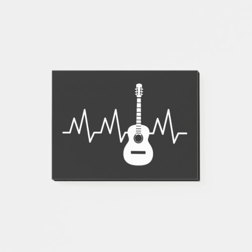 Acoustic Guitar Heart Beat Post_it Notes