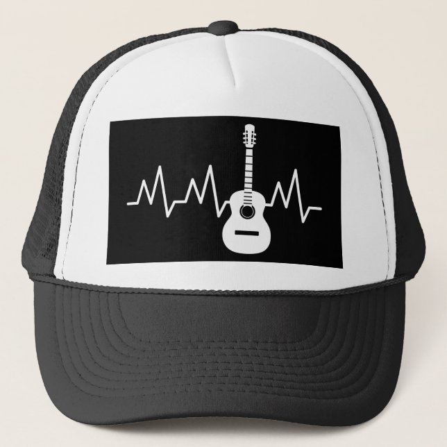 Acoustic Guitar Heart Beat Trucker Hat (Front)