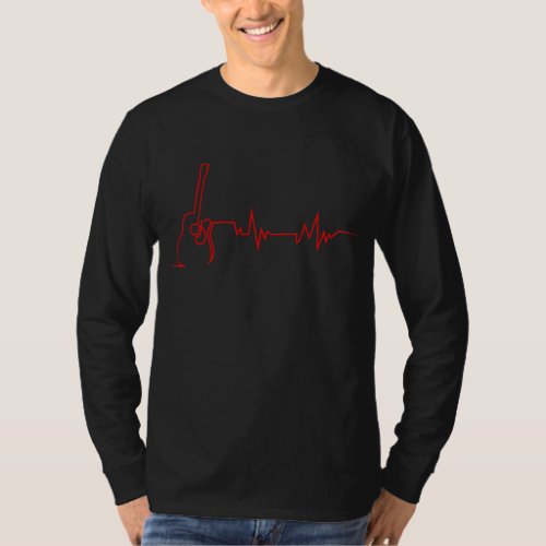 Acoustic Guitar Heartbeat Cool Design for T_Shirt
