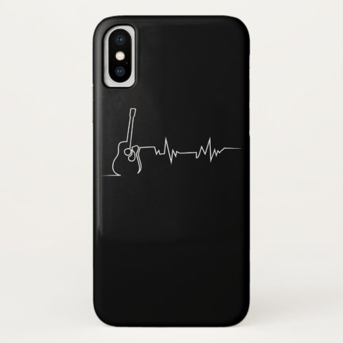 Acoustic Guitar Heartbeat Cool Gift For Guitar iPhone X Case