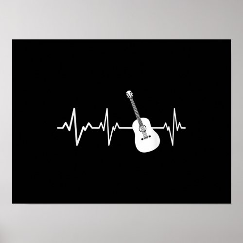 Acoustic Guitar Heartbeat Gift Instrument Guitaris Poster