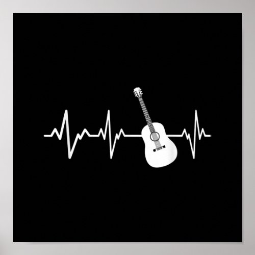 Acoustic Guitar Heartbeat Gift Instrument Guitaris Poster