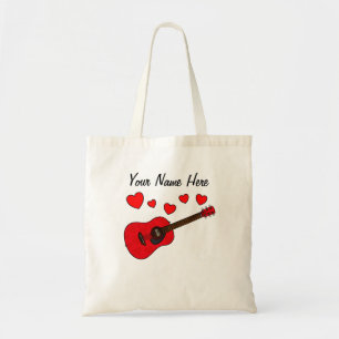 Acoustic Guitar Hearts Guitarist Musician Custom Tote Bag