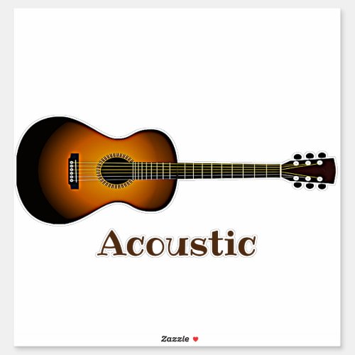 Acoustic Guitar Instrument Design Contour Sticker