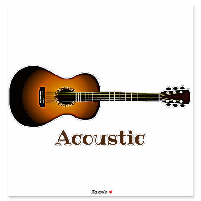 Acoustic Guitar Instrument Design Contour Sticker