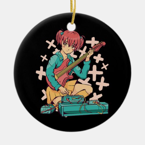 Acoustic Guitar Japanese Music Kawaii Anime Ceramic Ornament