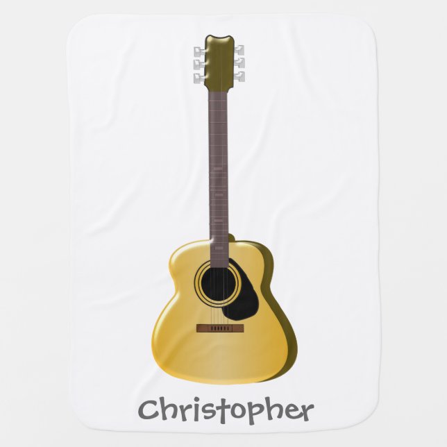 Acoustic Guitar Just Add Name Receiving Blanket (Front)