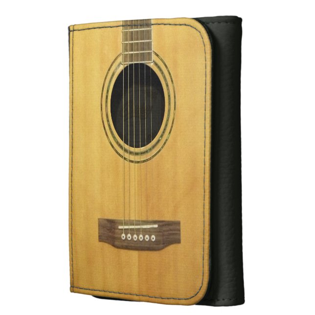 Acoustic Guitar Leather Trifold Wallet (Side)