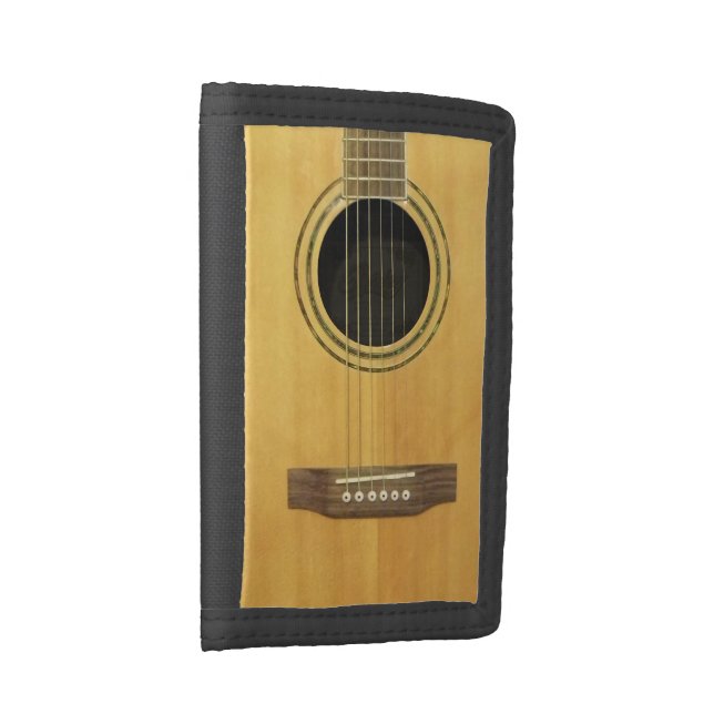 Acoustic Guitar Leather Trifold Wallet (Side)