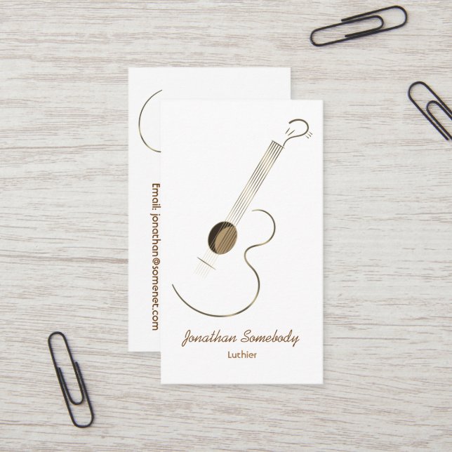 Acoustic Guitar Logo Business Card Template (Front/Back In Situ)