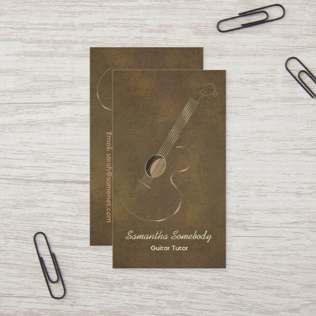 Acoustic Guitar Logo Business Cards (Front/Back In Situ)